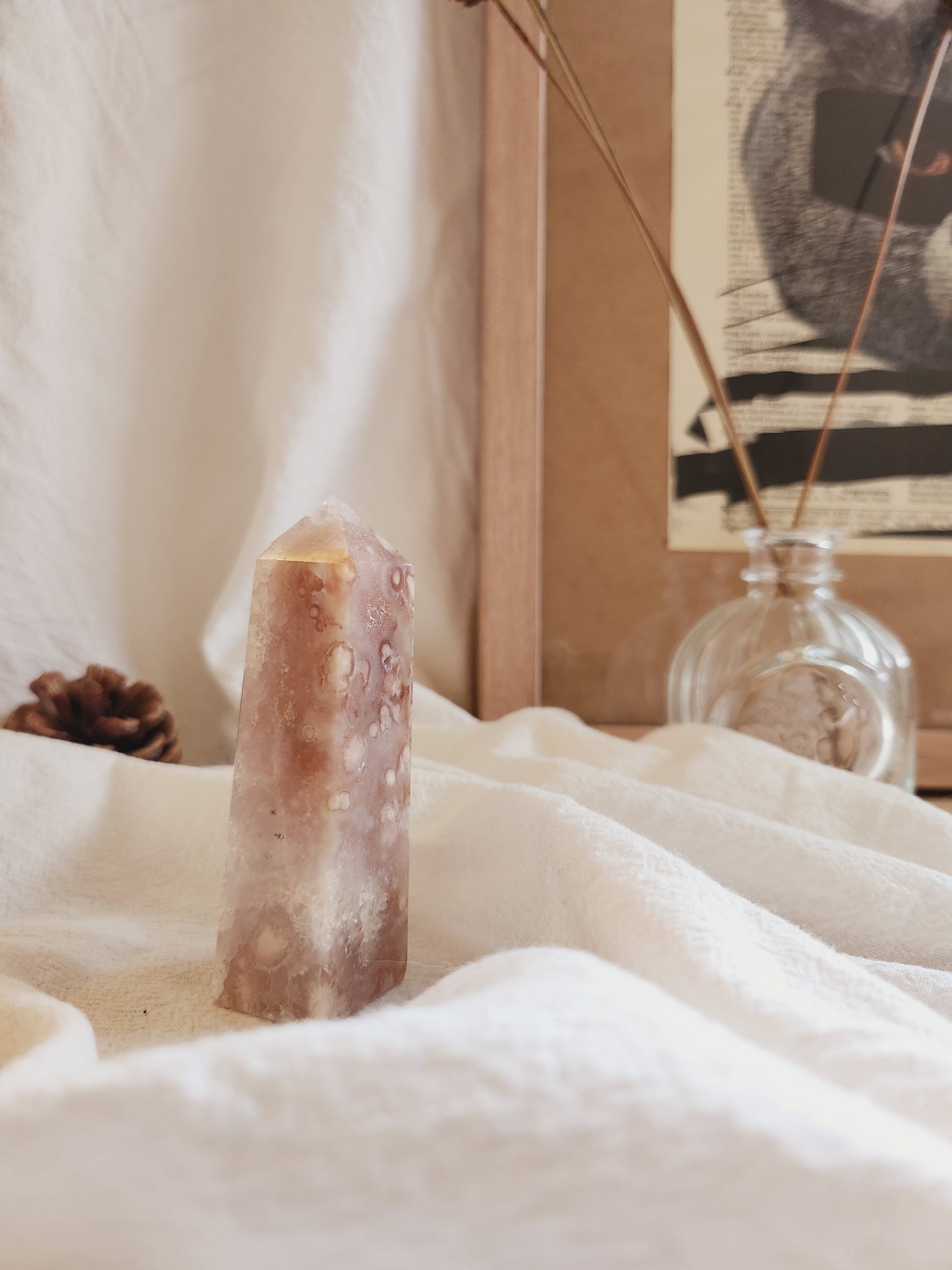 Pink Amethyst Flower Agate Tower