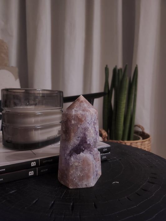 Pink Amethyst Flower Agate Tower