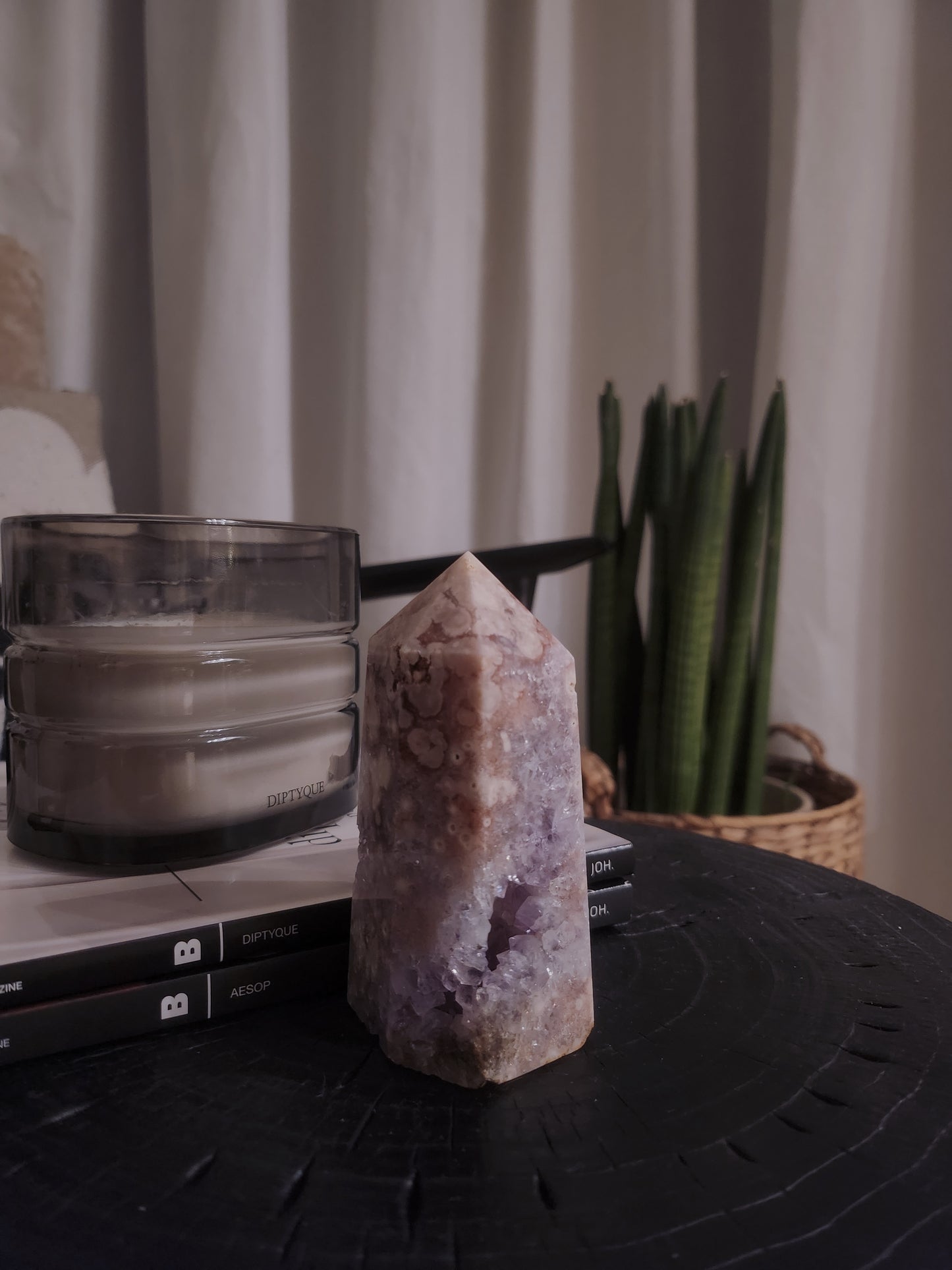 Pink Amethyst Flower Agate Tower