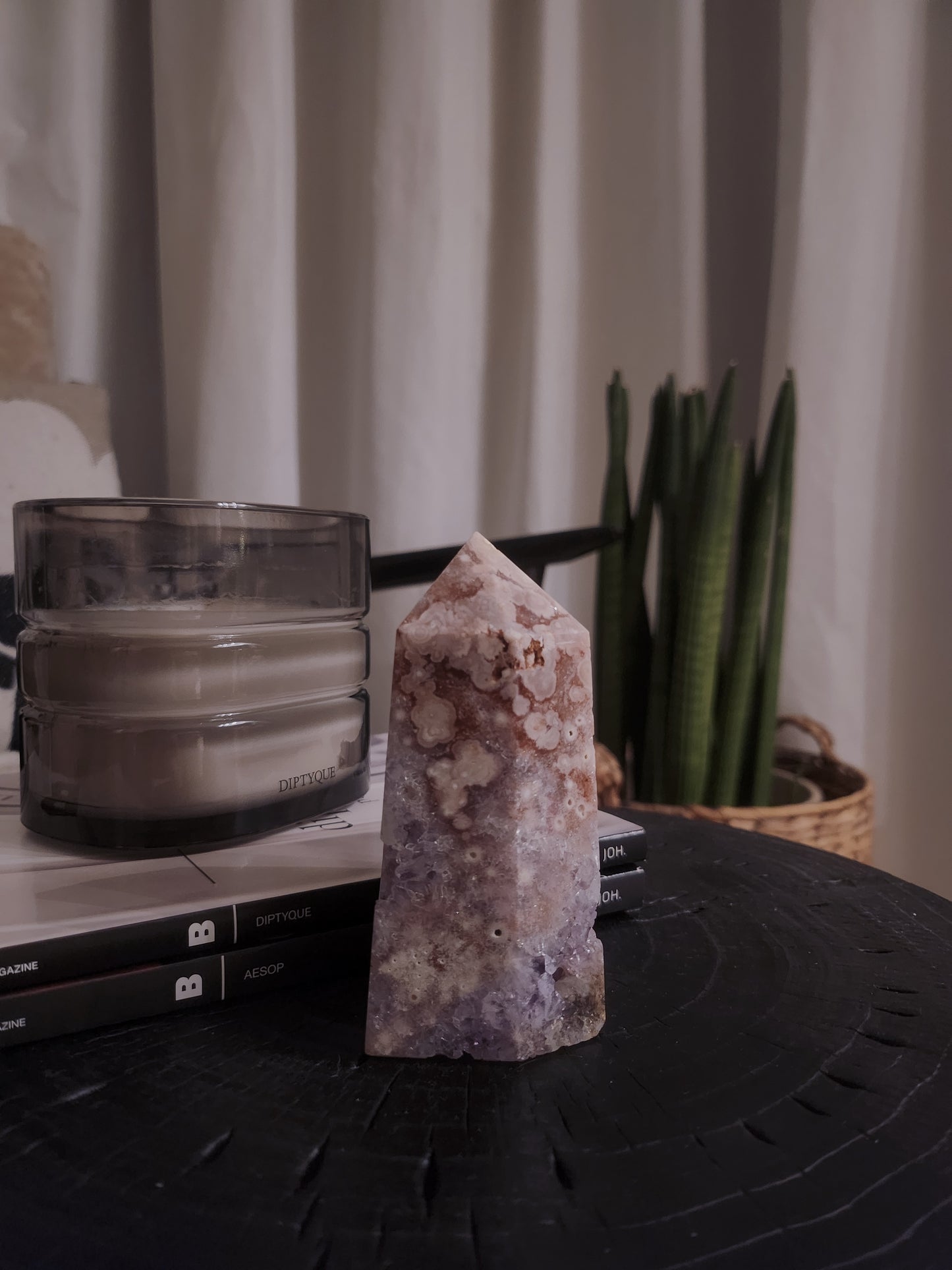 Pink Amethyst Flower Agate Tower