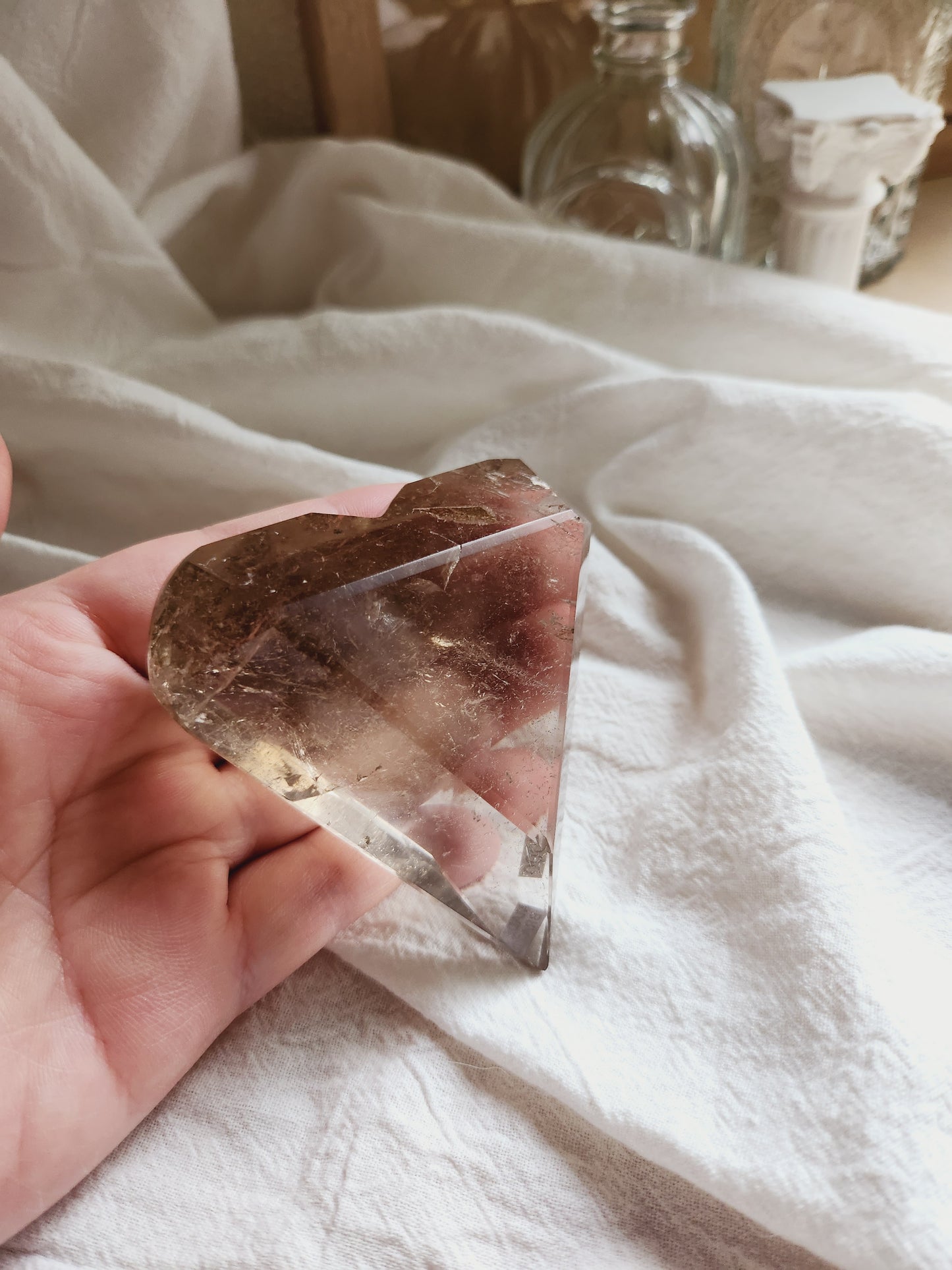 Smokey Quartz Faceted Heart (Large)