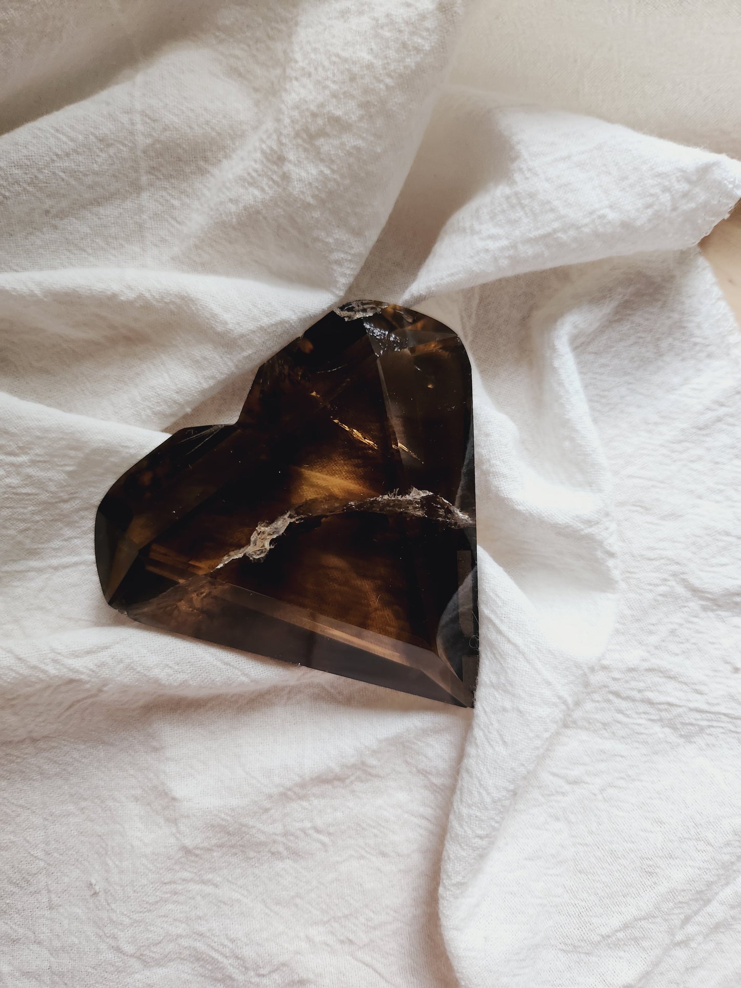 Smokey Quartz Faceted Heart (Medium)