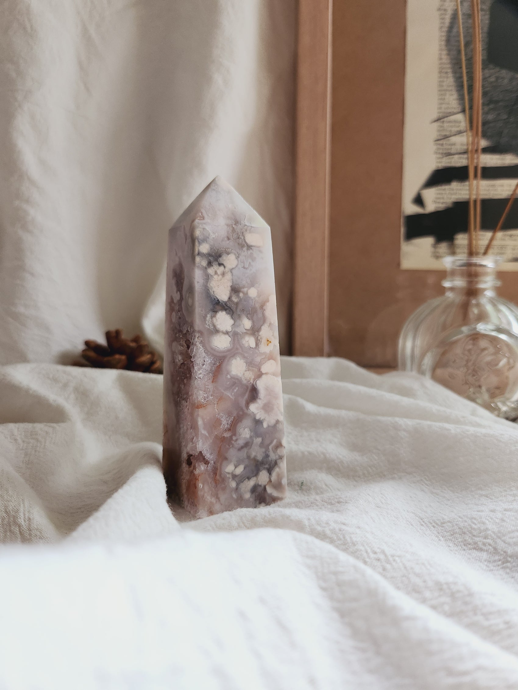 Pink Amethyst Flower Agate Tower