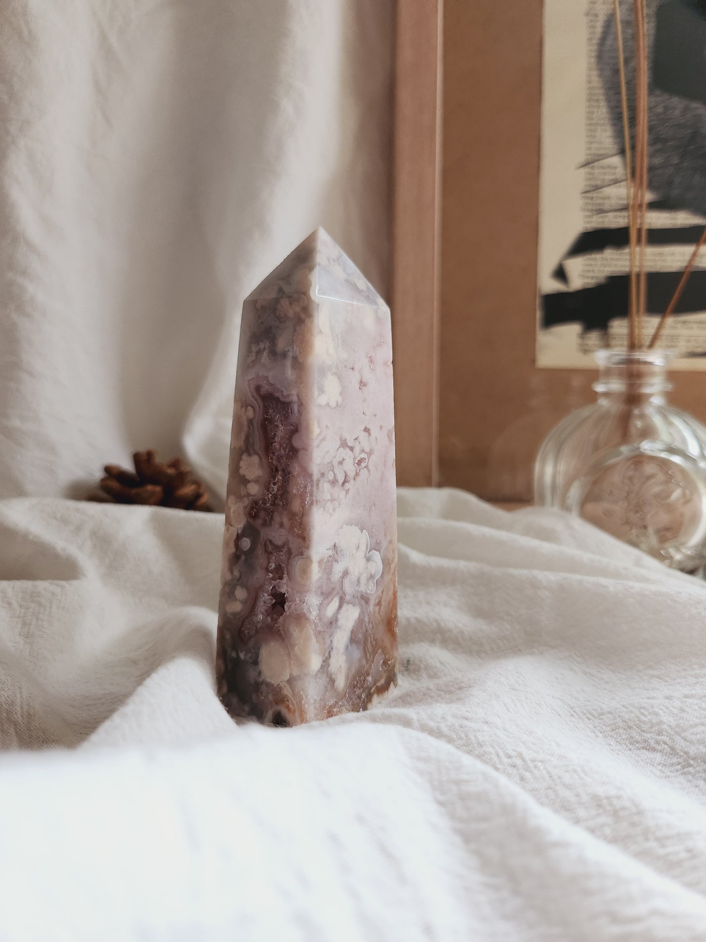 Pink Amethyst Flower Agate Tower