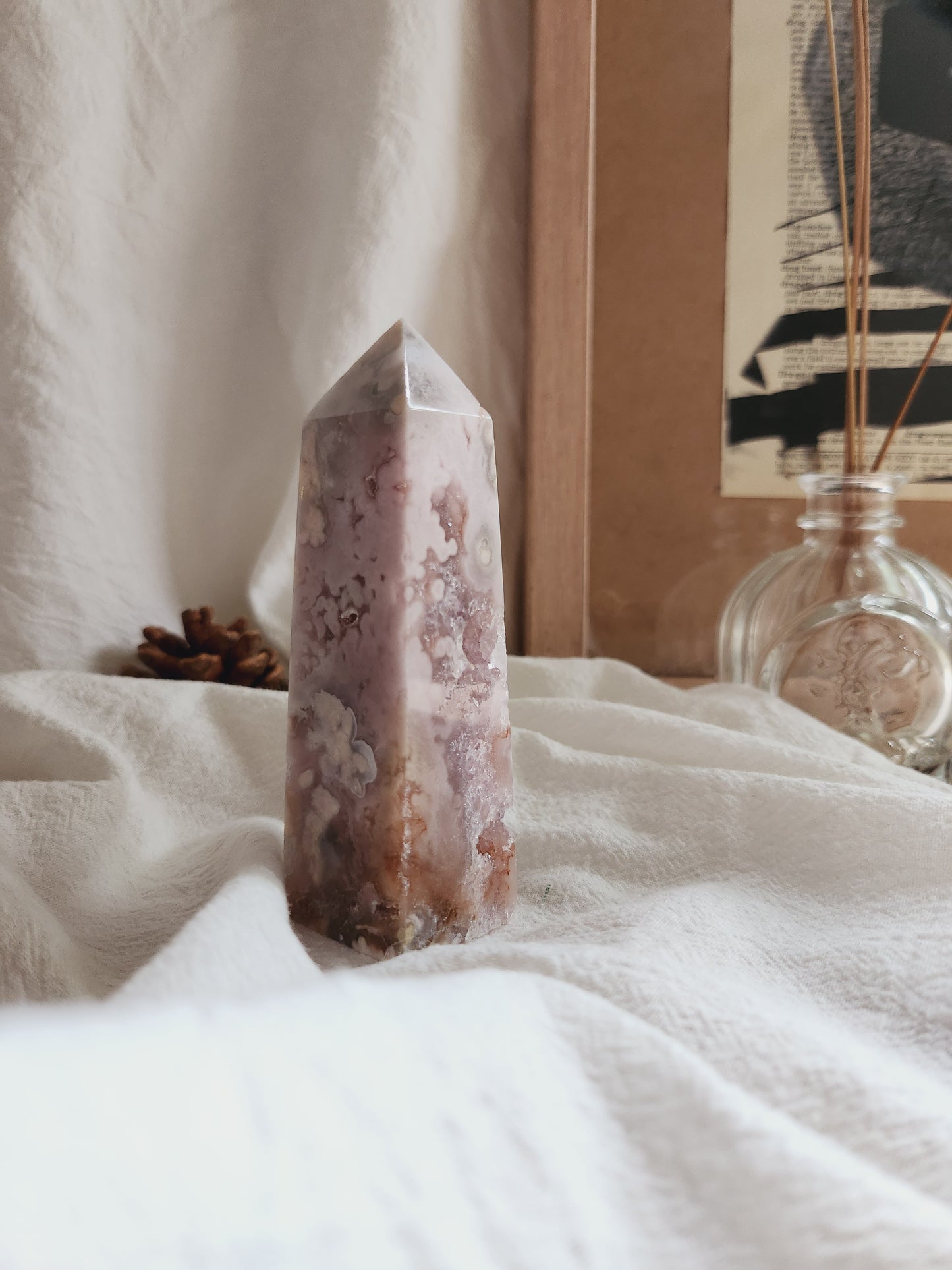 Pink Amethyst Flower Agate Tower