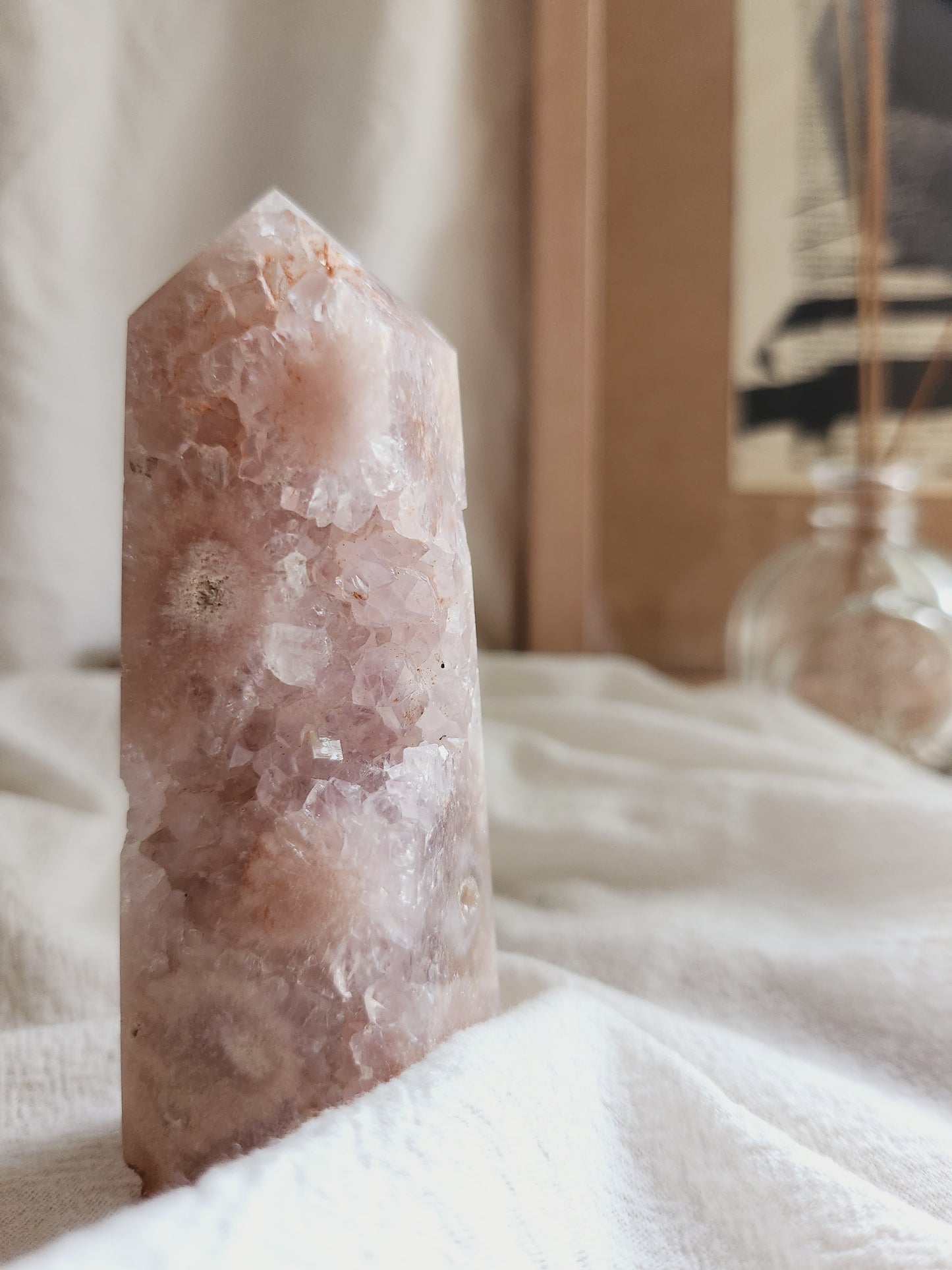 Pink Amethyst Flower Agate Tower