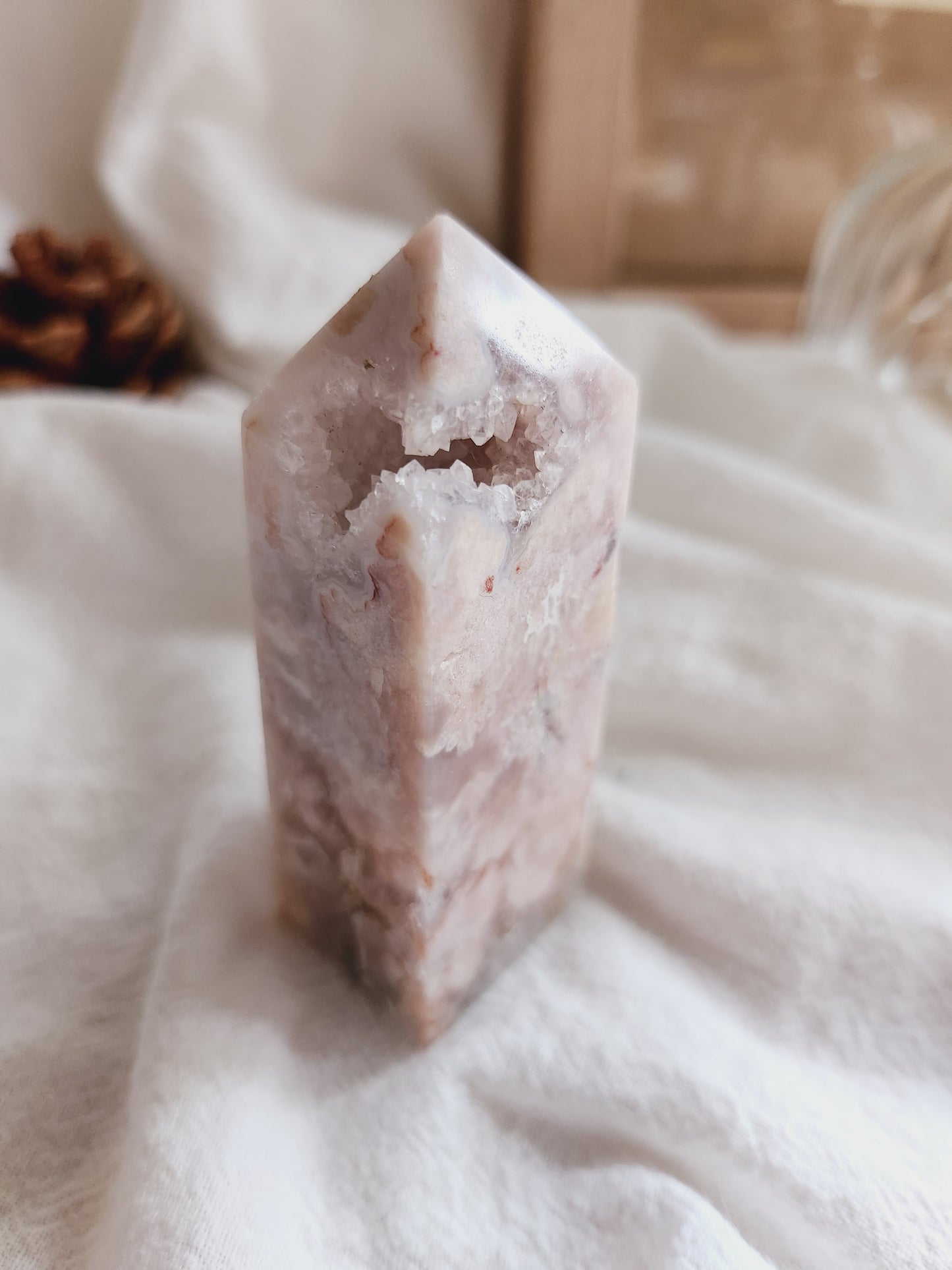 Pink Amethyst Flower Agate Tower