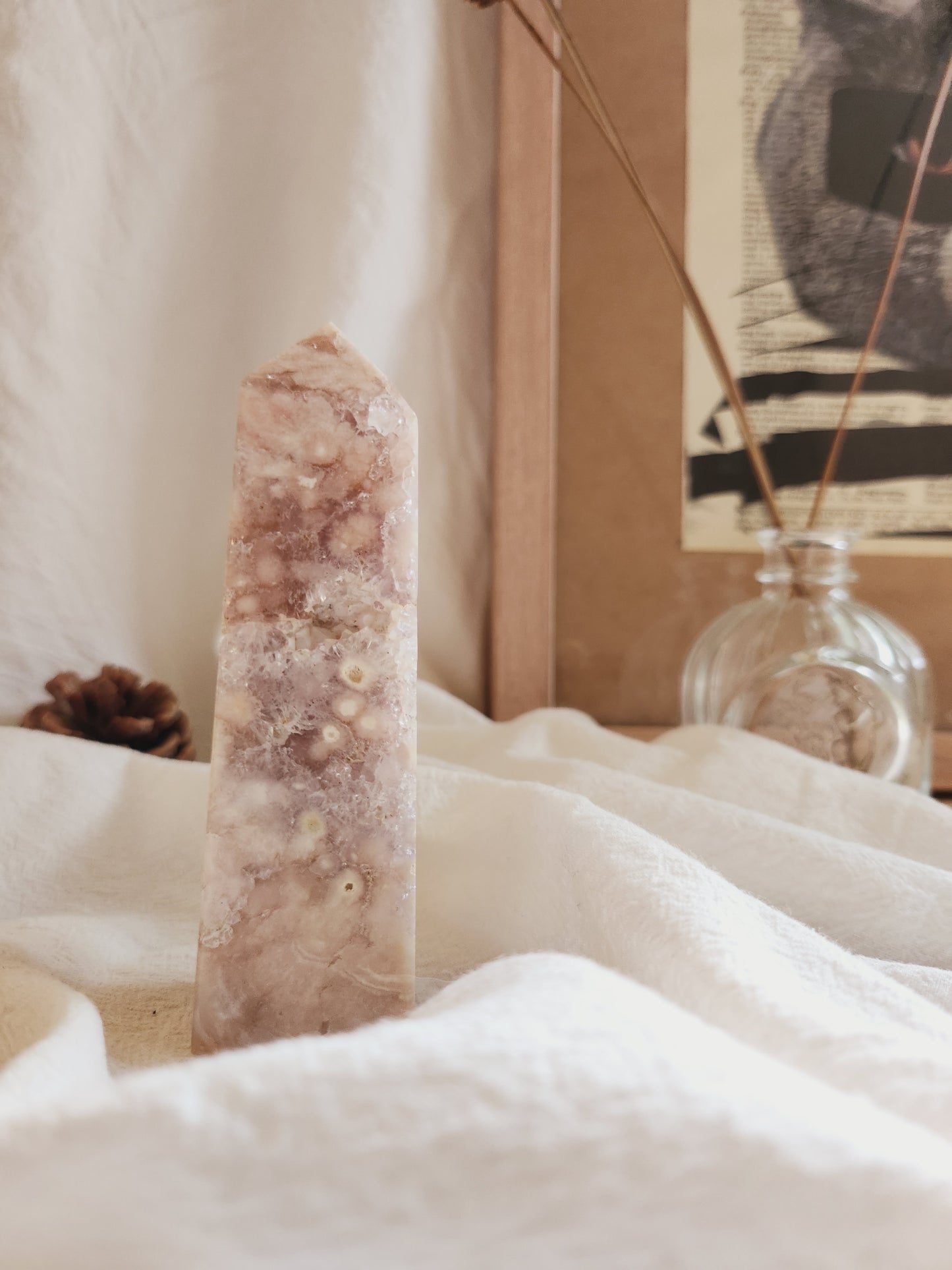 Pink Amethyst Flower Agate Tower