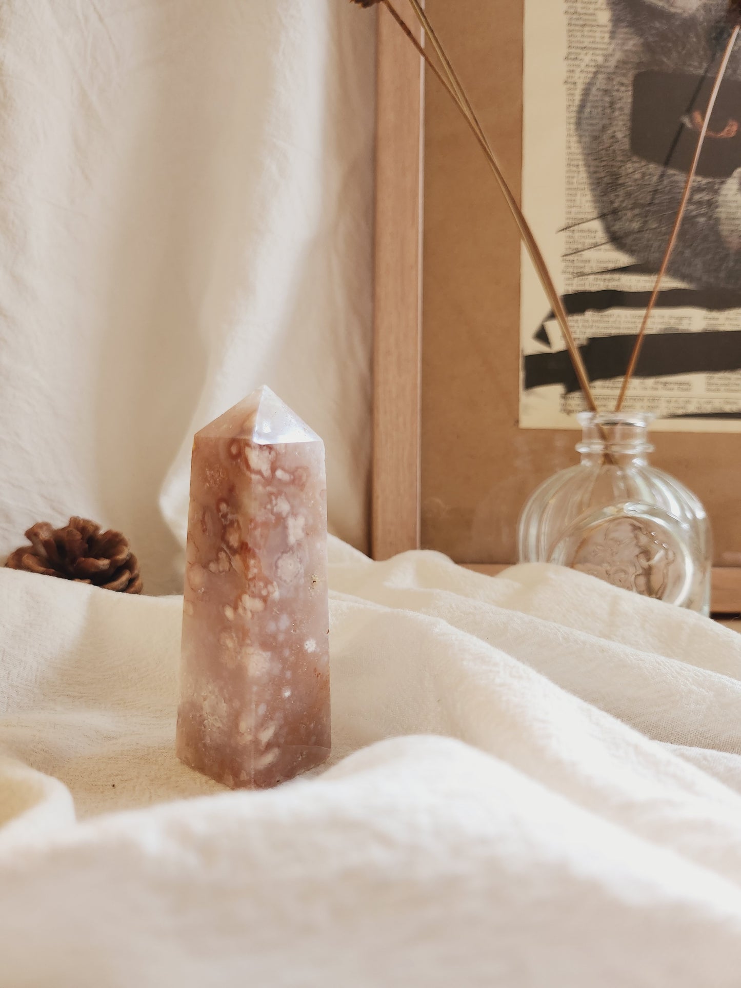 Pink Amethyst Flower Agate Tower