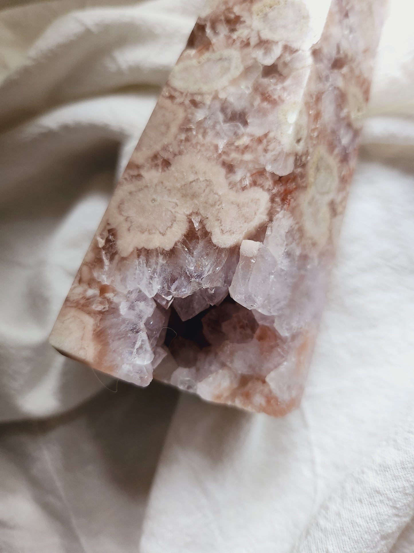 Pink Amethyst Flower Agate Tower