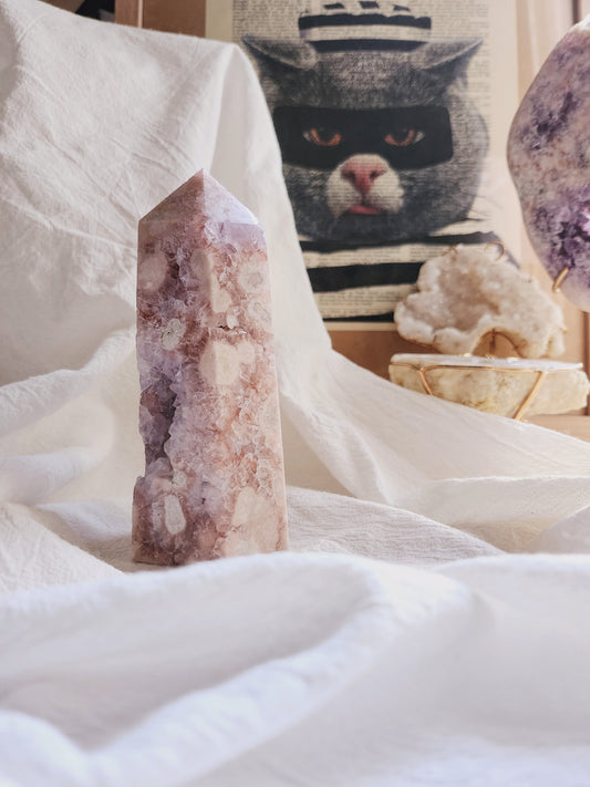 Pink Amethyst Flower Agate Tower