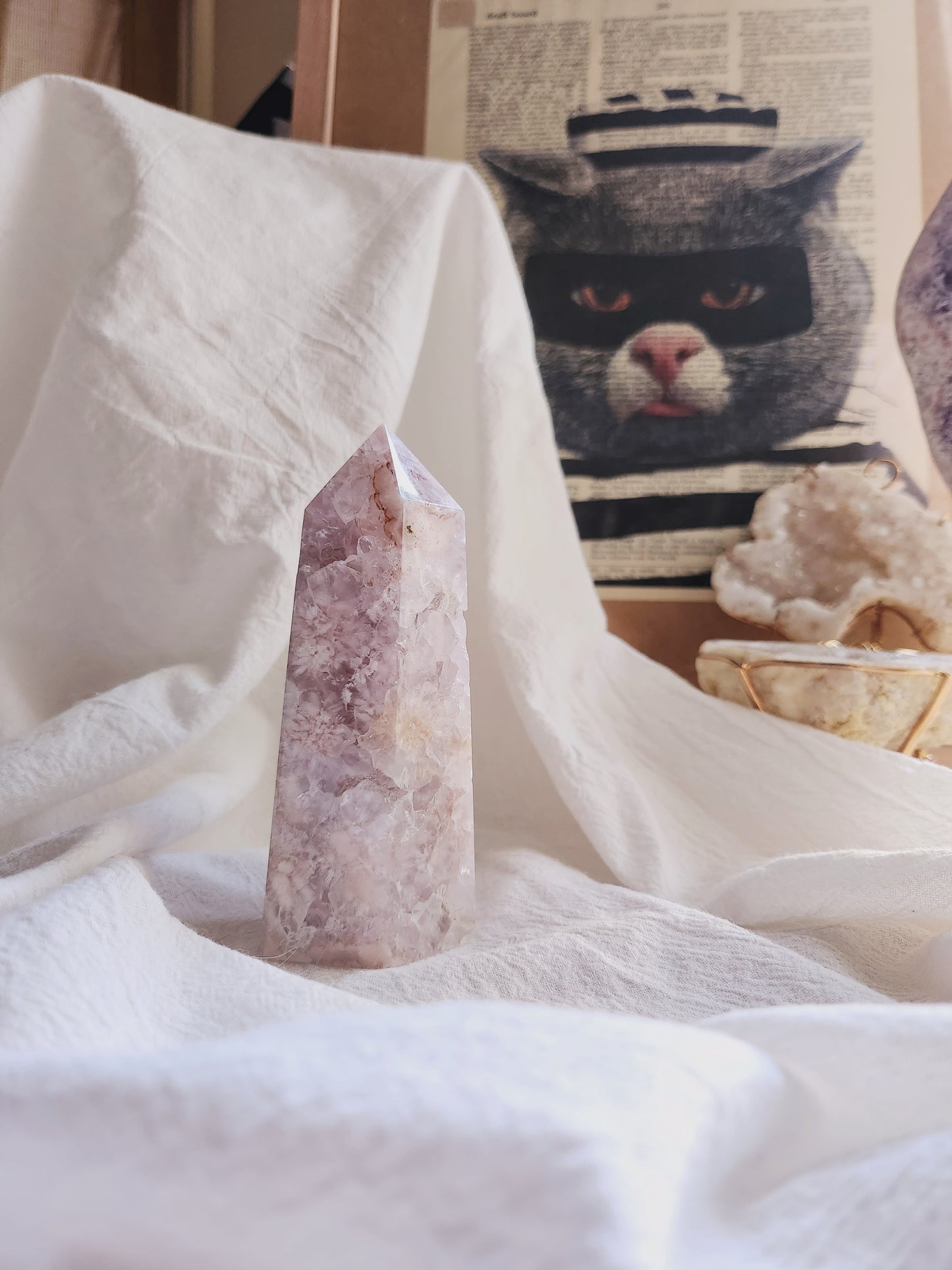 Pink Amethyst Flower Agate Tower