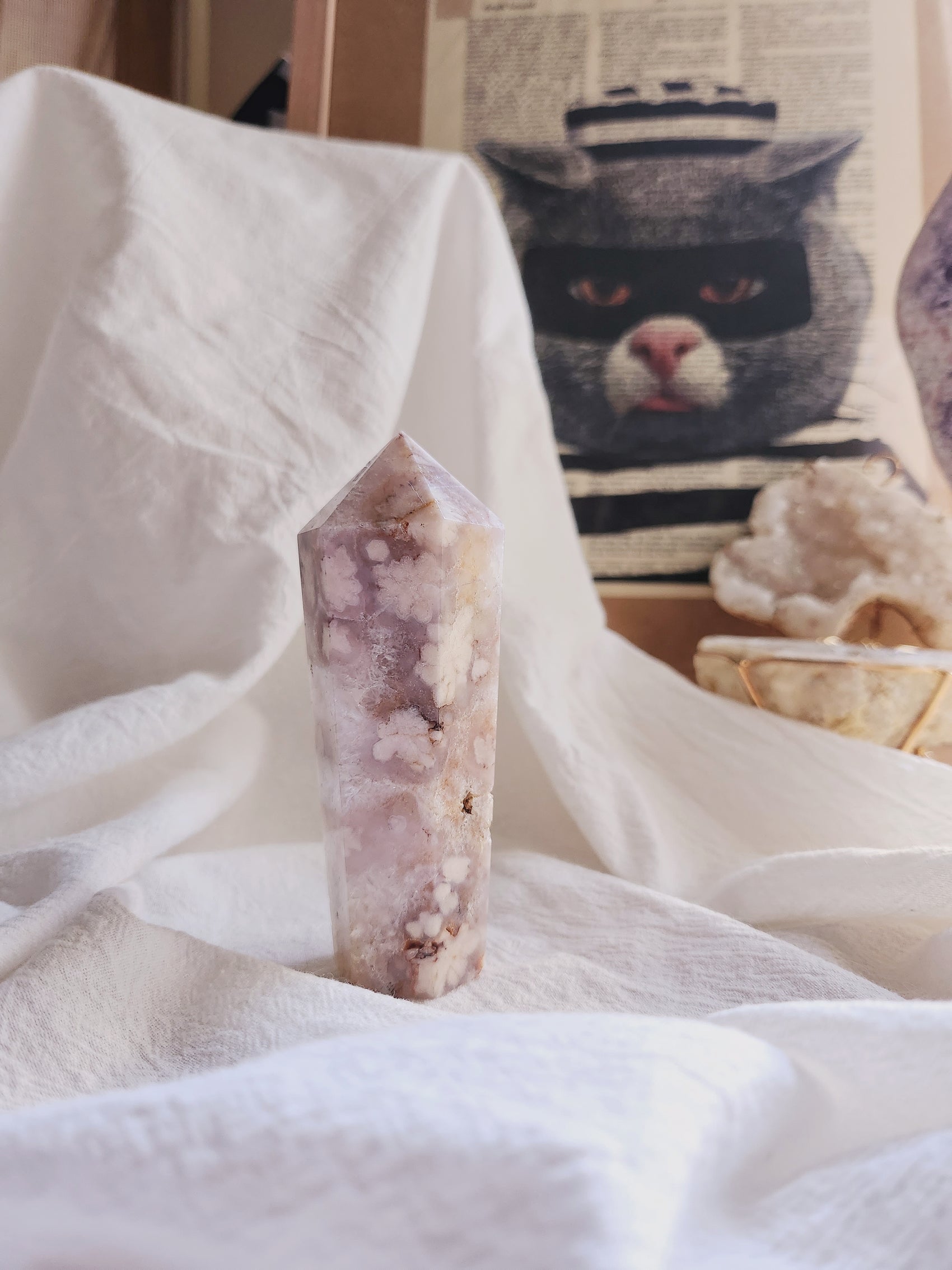 Pink Amethyst Flower Agate Tower