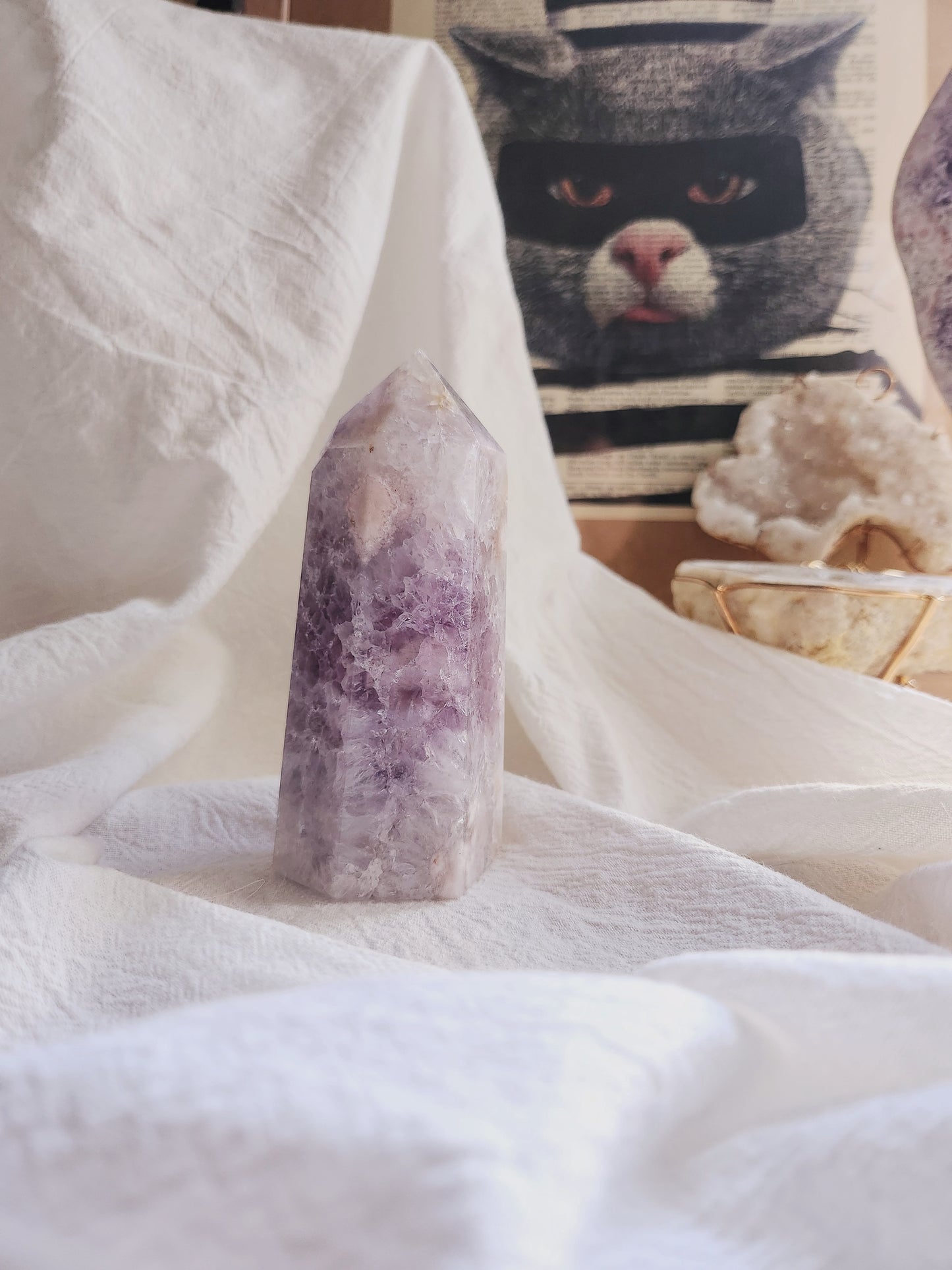 Pink Amethyst Flower Agate Tower