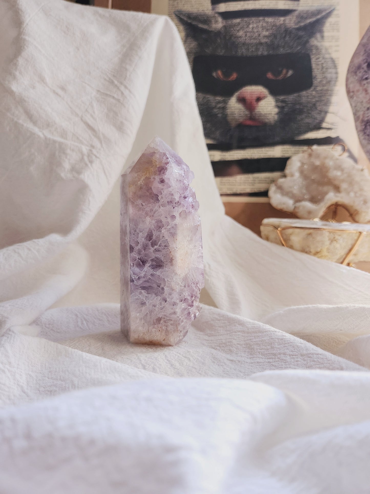 Pink Amethyst Flower Agate Tower