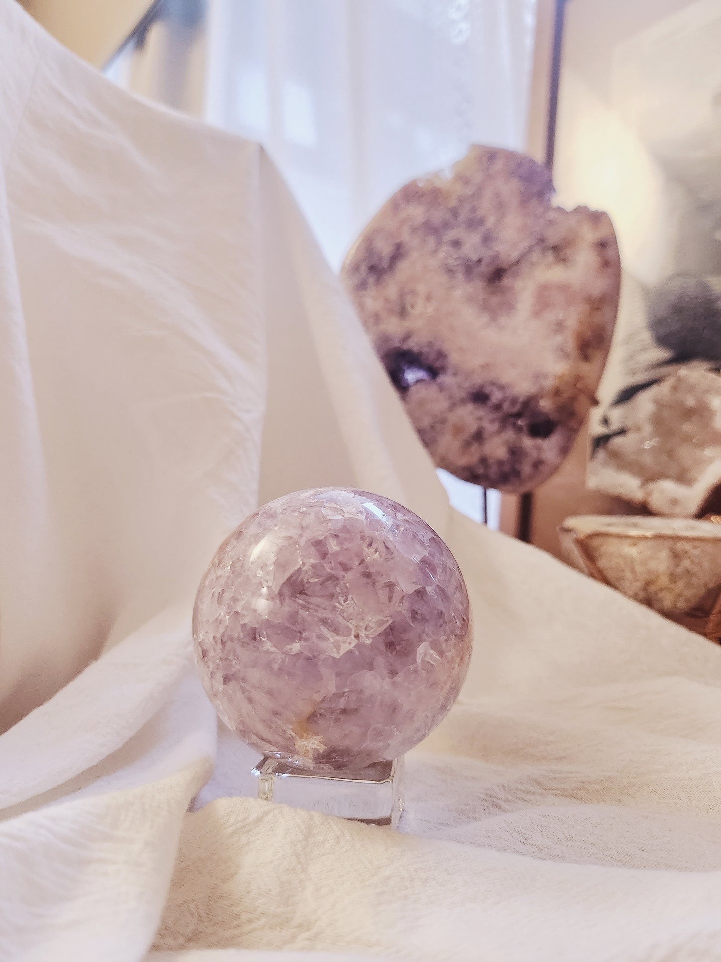 Pink Amethyst Flower Agate Sphere