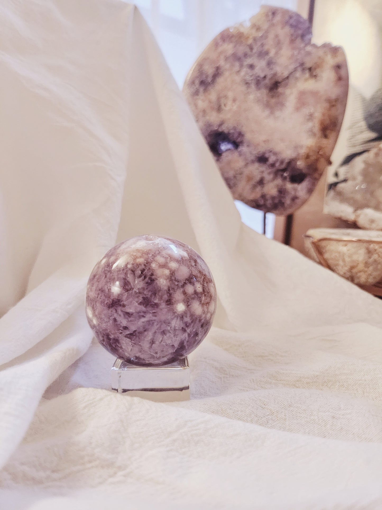 Pink Amethyst Flower Agate Sphere