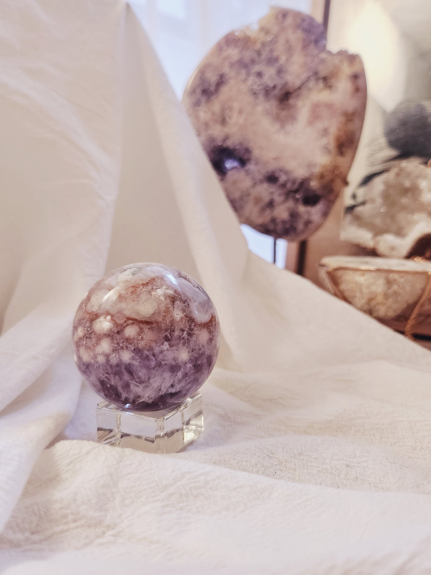 Pink Amethyst Flower Agate Sphere