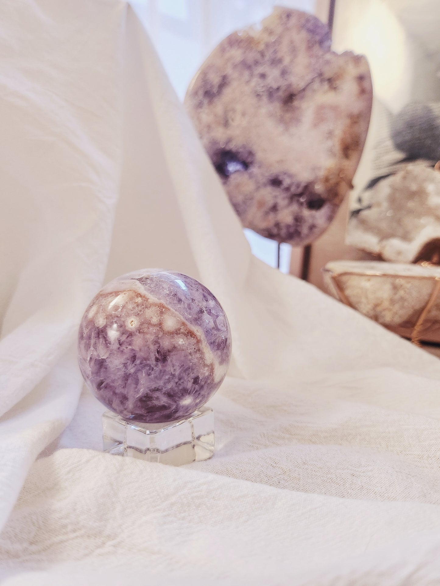 Pink Amethyst Flower Agate Sphere