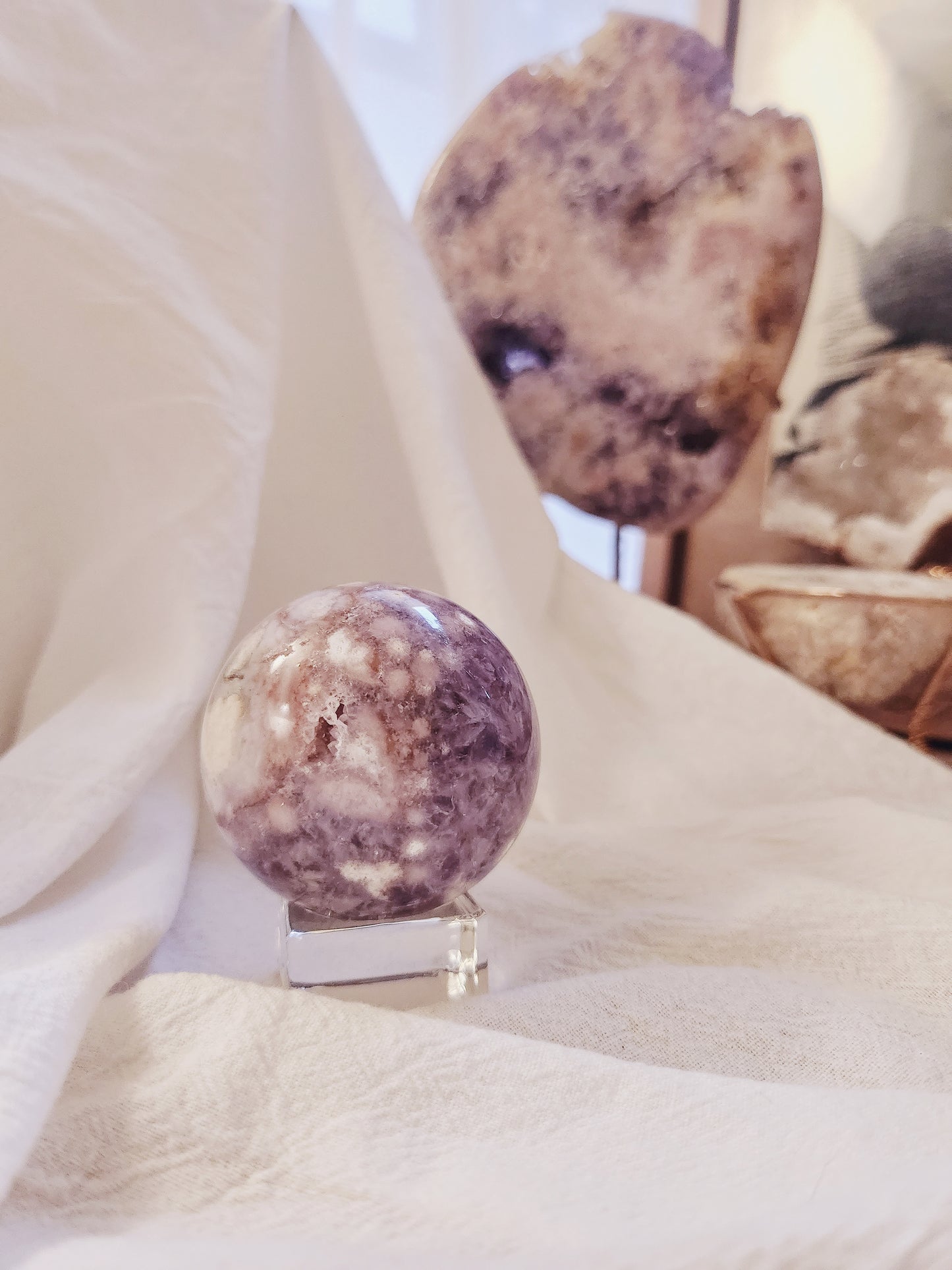 Pink Amethyst Flower Agate Sphere